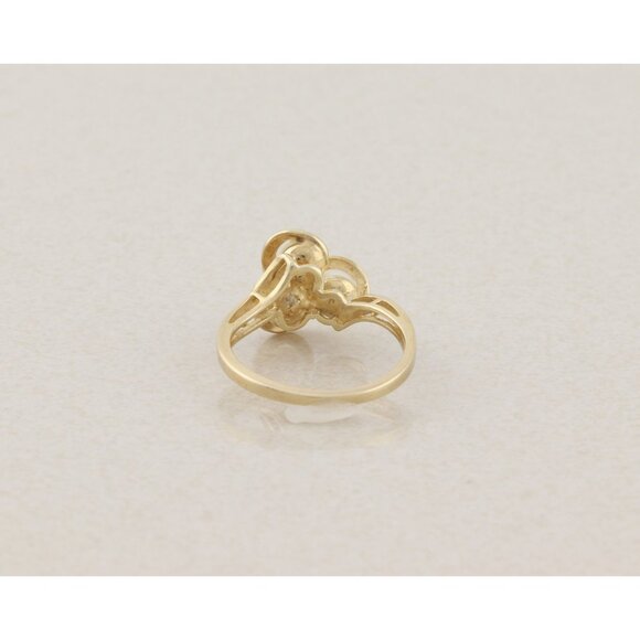 10k Yellow Gold Freshwater Pearl & Diamond Ring Size 7 - Picture 3 of 7